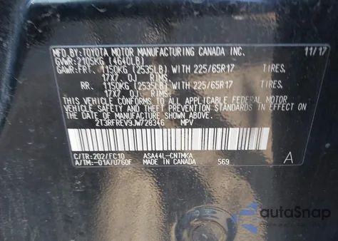 2018 Toyota Rav4 Xle z USA, uszkodzony, nr VIN 2T3RFREV9JW728346